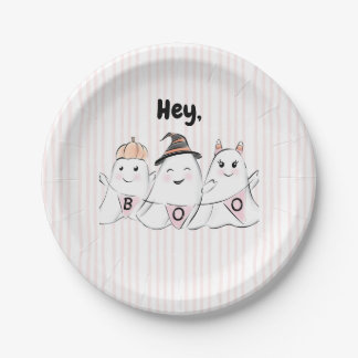 Assiettes En Carton Cute rose Ghost Boos Halloween