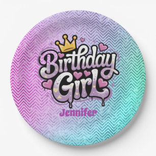 Assiettes En Carton Cute Royal Birthday Girl Party plaque papier