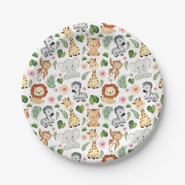Assiettes En Carton Cute Safari Animals (Devant)