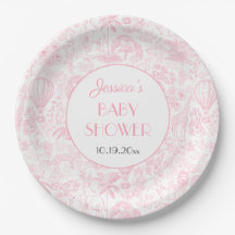 Cute Safari Toile de Jouy Baby shower rose