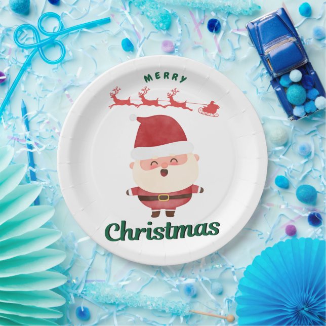 Assiettes En Carton Cute Santa (Fête)