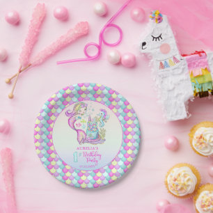Assiettes En Carton Cute sirène   Sea Girl's 1st Birthday Party