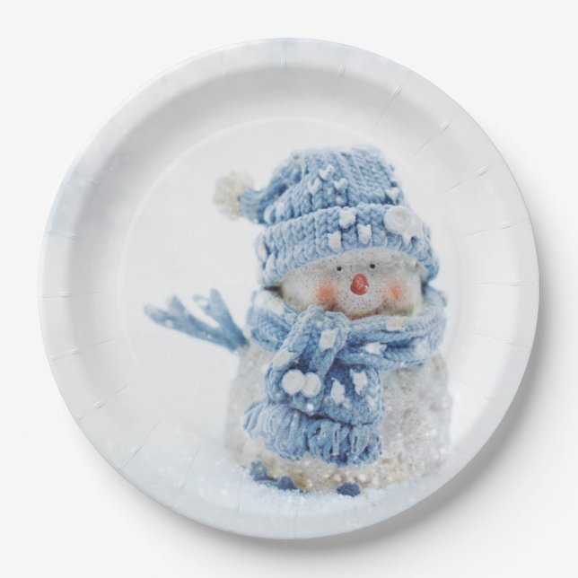 Assiettes En Carton Cute Snowman au photographe de Christmas (Devant)