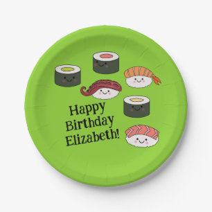 Assiettes En Carton Cute Sushi Enfants 1er anniversaire