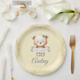 Assiettes En Carton Cute Teddy Bear avec anniversaire