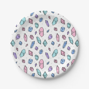Assiettes En Carton Cute tendance Pastel Gemstones Gems Crystal Motif