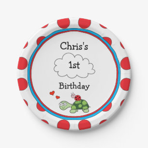 Assiettes En Carton Cute Tortue Ladybug Anniversaire Plaque papier
