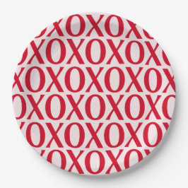 Assiettes En Carton Cute Valentine Day XOXO Red And Pink