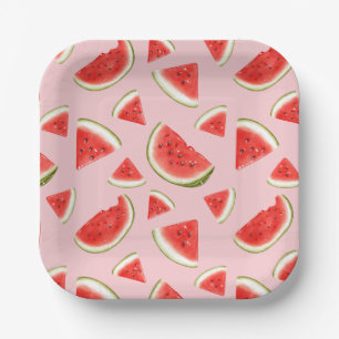 Assiettes En Carton Cute Watermelon Motif Rose pour enfants