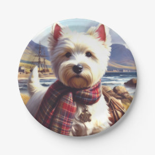 Assiettes En Carton Cute West Highland Peinture de Terrier blanc