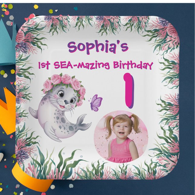 Assiettes En Carton Cute Whimsical Floral Lion Fille Anniversaire de e (Créateur téléchargé)
