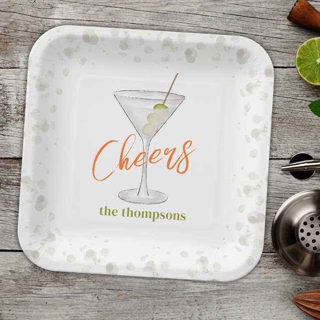 Assiettes En Carton Cute Whimsical Martini Cocktail Simple Party (Créateur téléchargé)
