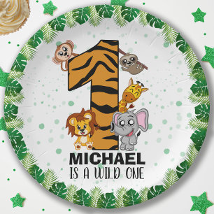 Assiettes En Carton Cute Wild One Safari Jungle Animals First Birthday