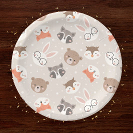 Assiettes En Carton Cute Woodland Animal Enfants Motif fête d'annivers