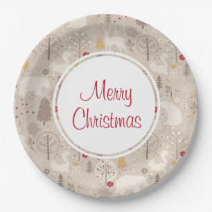 Assiettes En Carton Cute Woodland Animaux Motifs nordiques