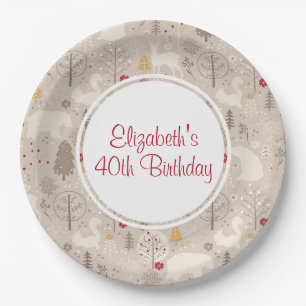 Assiettes En Carton Cute Woodland Animaux Motifs nordiques Anniversair