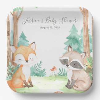 Assiettes En Carton Cute Woodland Baby shower Thème Invitation