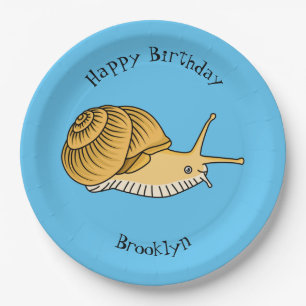 Assiettes En Carton Cute yellow snail cartoon