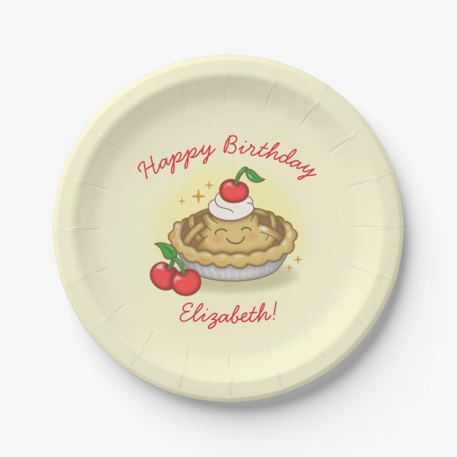 Assiettes En Carton Cutie Pie Anniversaire Fête Enfants Cherry (Devant)