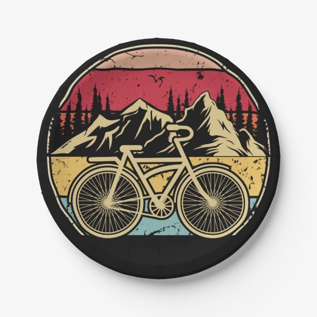 Assiettes En Carton Cyclisme vintage (Devant)