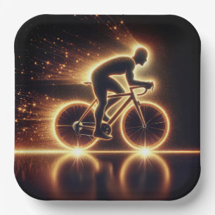 Assiettes En Carton Cycliste Golden Neon
