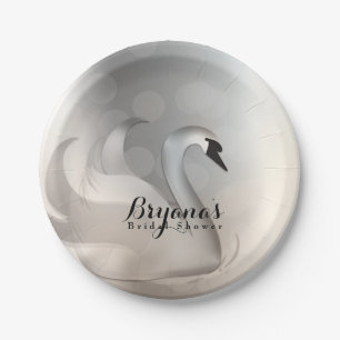 Assiettes En Carton Cygne Beau Chic Argent Élégant Fête