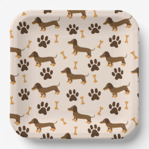 Assiettes En Carton Dachshund Chien Anniversaire