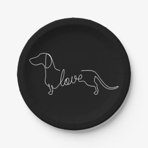 Assiettes En Carton Dachshund Chiweenie Wiener Dog Log Sketch