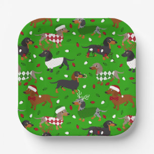 Assiettes En Carton Dachshund de Noël Toutes Plaques en papier de mant