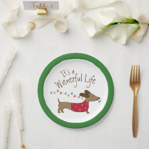 Assiettes En Carton Dachshund Dessert de Noël Plaques jetables