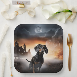 Assiettes En Carton Dachshund Halloween Épouvantable
