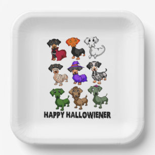 Assiettes En Carton Dachshund Halloweiner Halloweiner drôle Chien drôl