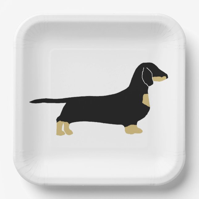 Assiettes En Carton dachshund noir et silhouette tan (Recto)