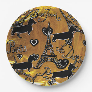 Assiettes En Carton Dachshund Or