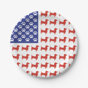 Assiettes En Carton Dachshund patriotique