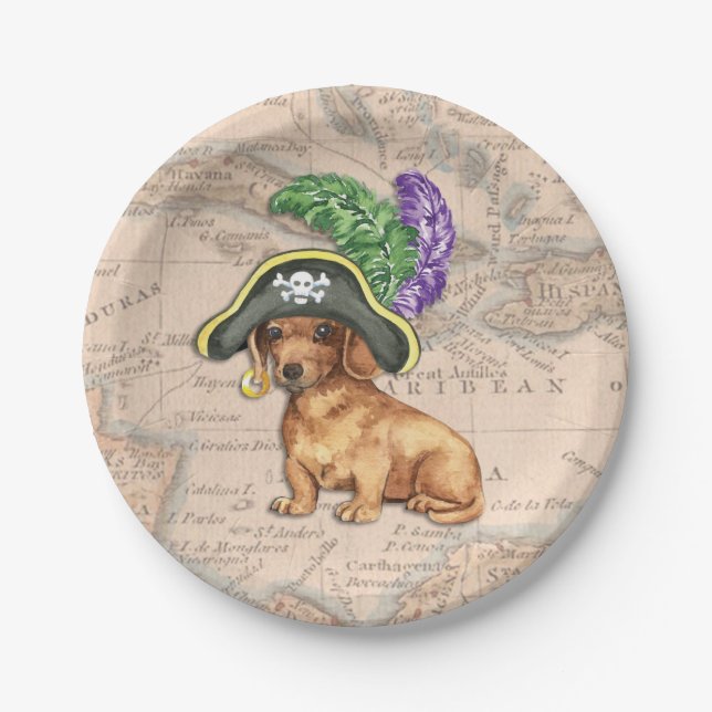Assiettes En Carton Dachshund Pirate (Devant)