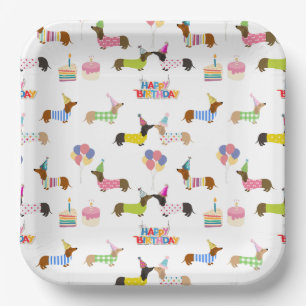 Assiettes En Carton Dachshund Thématique Plaques de fête d'anniversair