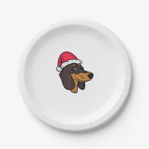 Assiettes En Carton Dachshund Weiner Chien Père Noël Noël