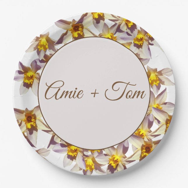 Assiettes En Carton Daffodiques Mariage Plaques papier personnalisées (Devant)