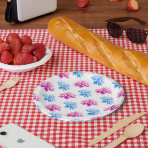 Assiettes En Carton Dahlia Rose, Dahla Bleue, Motif Floral, Fleurs
