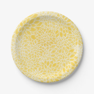 Assiettes En Carton Dahlias jaune pastel