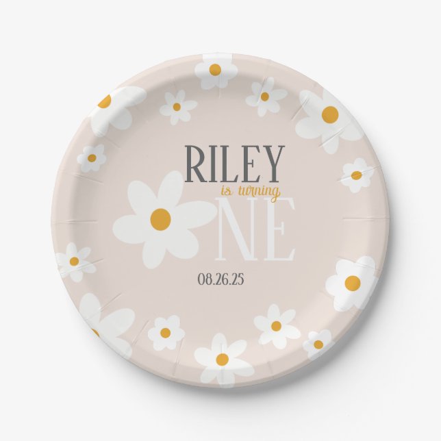 Assiettes En Carton Daisy 1er Anniversaire Plaque (Devant)
