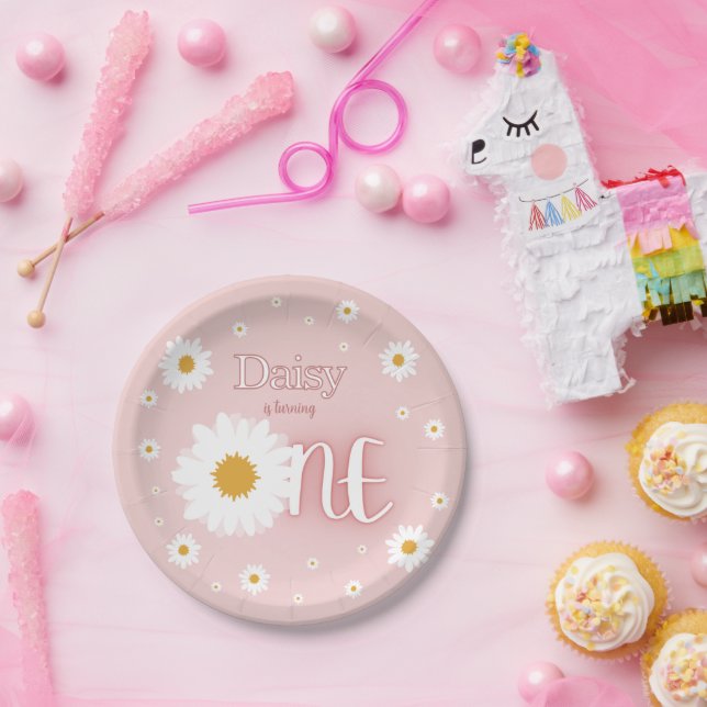 Assiettes En Carton Daisy 1st Birthday (Fête)