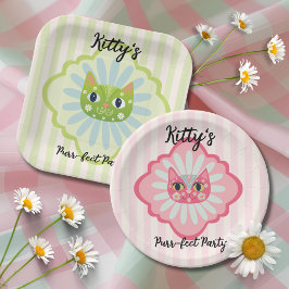 Assiettes En Carton Daisy Kitty Visage Purr-fect fête d'anniversaire