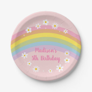 Assiettes En Carton Daisy Rainbow Faisons la fête Anniversaire Rétro