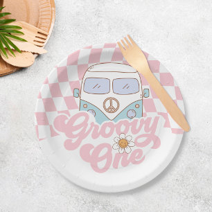 Assiettes En Carton Daisy & Retro Van Pink Super 1er anniversaire