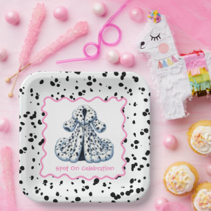 Assiettes En Carton Dalmatie Imprimer Anniversaire Black and White p