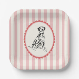 Assiettes En Carton Dalmatie rose, rouge et noire et rayures