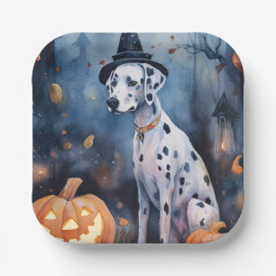 Assiettes En Carton Dalmation d'Halloween avec effroi Citrouille