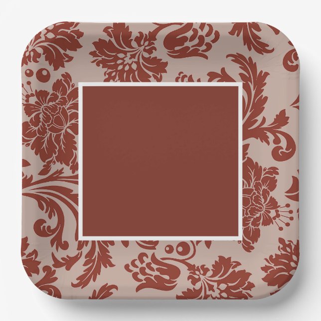 Assiettes En Carton Damas de rouille de cuivre (Recto)